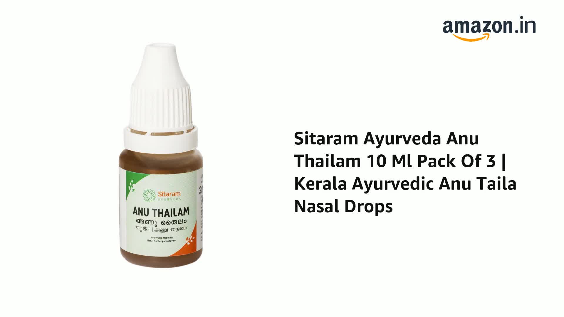 Buy Sitaram Ayurveda Anu Thailam 10 Ml Pack Of 3 | Kerala